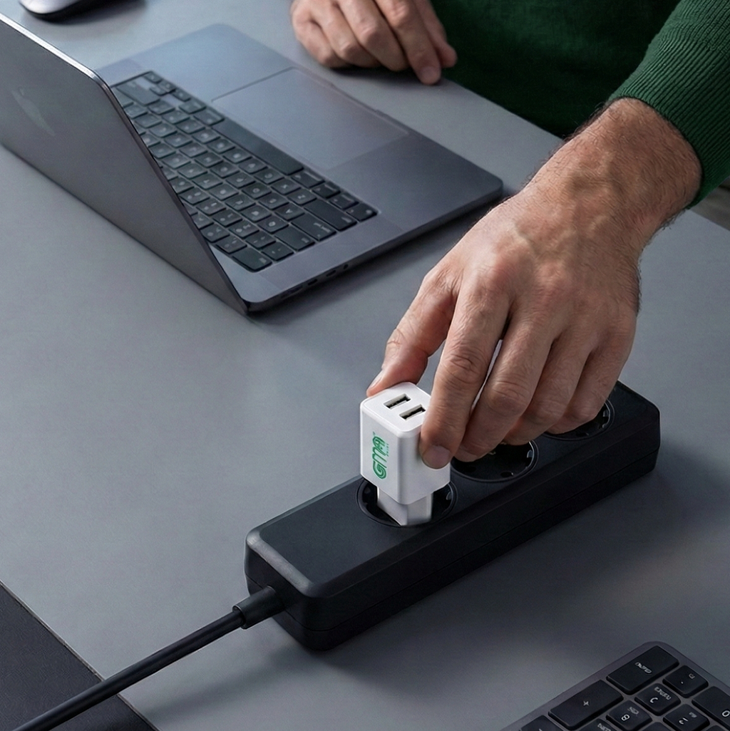 Dual USB Charger 2.4A - White